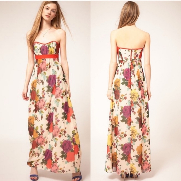 Ted Baker Tiffane Floral Maxi Strapless Dress - Picture 1 of 13